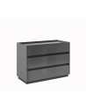 Chambre complète TEO lit + 2 chevets + commode + armoire 4 portes anthracite
