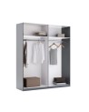 Chambre complète TEO lit + 2 chevets + commode + armoire 4 portes anthracite