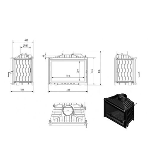Insert cheminée à bois MADIA 14 kW| fabrication européenne sur notre boutique en ligne
