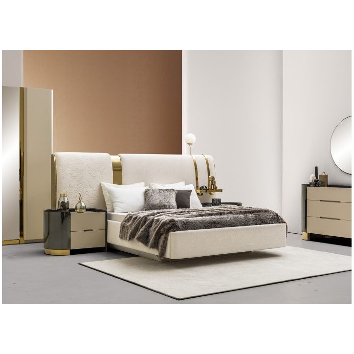 Chambre Octo 160 cm Beige et Doré