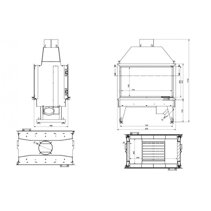 Insertable de chimenea MOLDI 19 kW visión en 2 lados