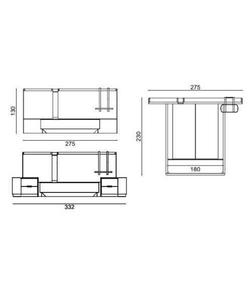 Chambre Octo 160 cm Beige et Doré