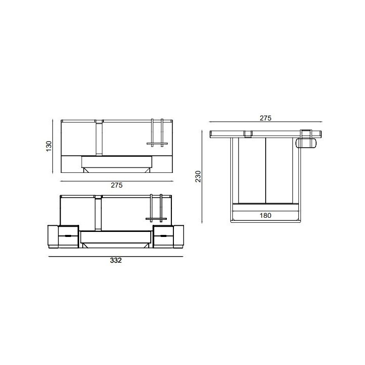 Chambre Octo 160 cm Beige et Doré