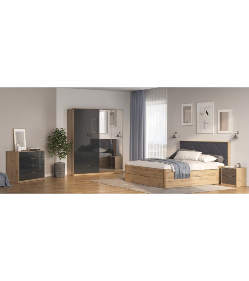 Chambre RAY anthracite et chêne