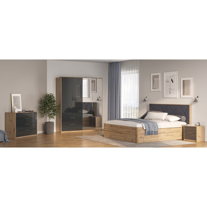 Chambre RAY anthracite et chêne