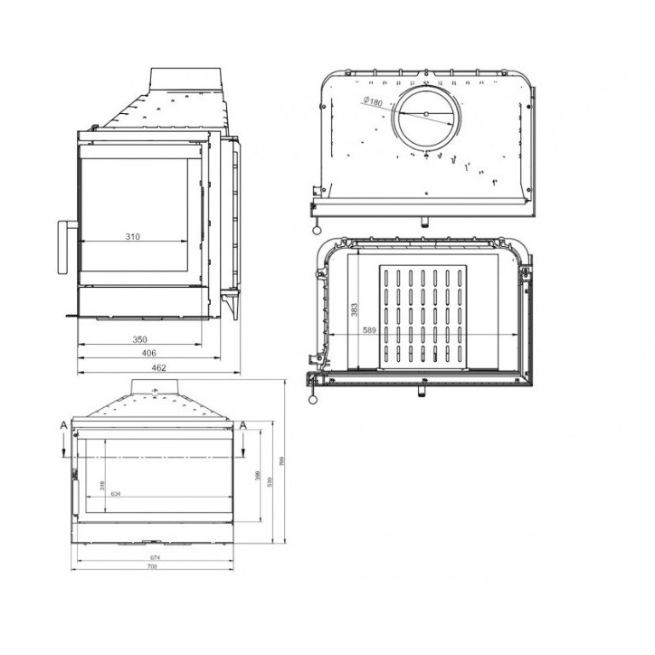 Insert cheminée à bois KFD ECO MAX 7 coin droit