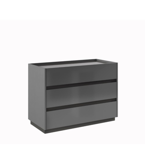 Chambre TEO lit + 2 chevets + commode anthracite