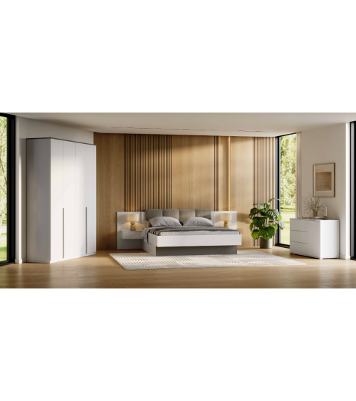 Chambre BARTON -  1 commode, 2 chevets, 1 armoire 160x200 cm