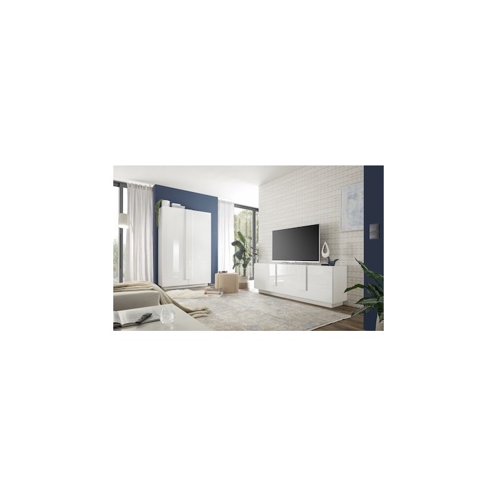 Ensemble buffet et argentier JUPITER blanc laqué brillant