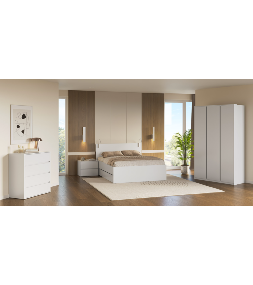 Chambre TIBO -  1 commode, 2 chevets, 1 armoire 160x200 cm