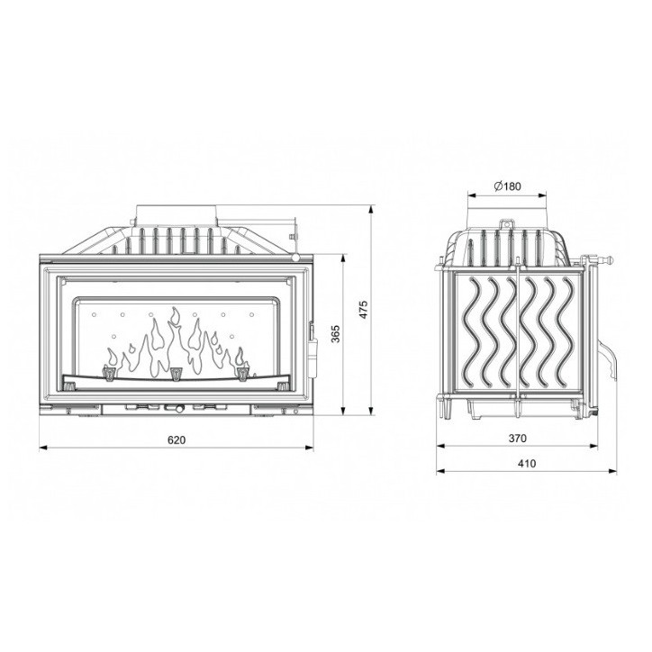 Inserção de lareira de madeira  W16-9,4kW ECO