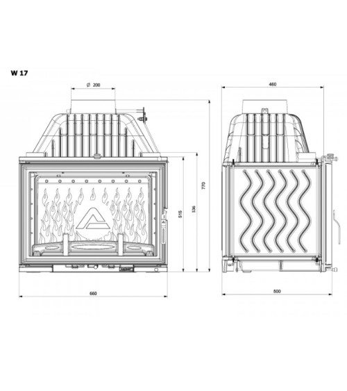 Chimenea insertable de leña W17-16,1kW ECO