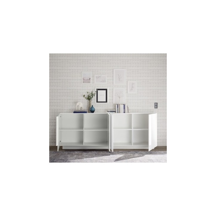 Ensemble buffet et argentier JUPITER blanc laqué brillant