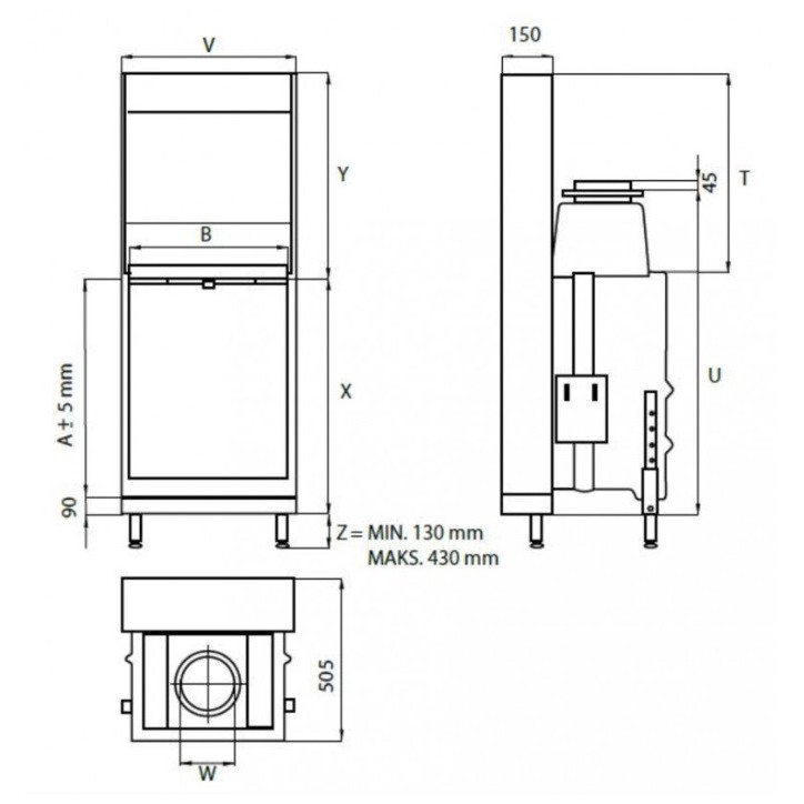 Insertable de chimenea KFD Linea V 810 3.0,  8 kW