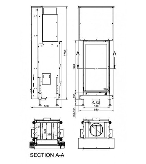 Inserto per caminetto KFD Linea V 1070 3.0,  11 kW