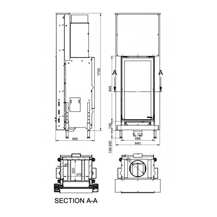 Inserto per caminetto KFD Linea V 1070 3.0, 11 kW Inserto per caminetto KFD Linea V 1070 3.0, 11 kW