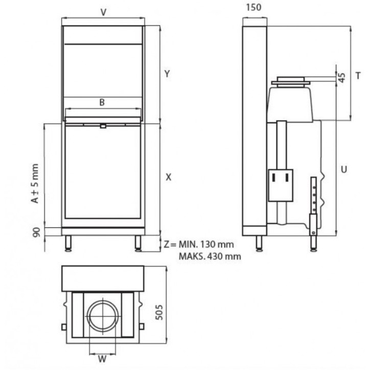 Inserto per caminetto KFD Linea V 1070 3.0, 11 kW Inserto per caminetto KFD Linea V 1070 3.0, 11 kW