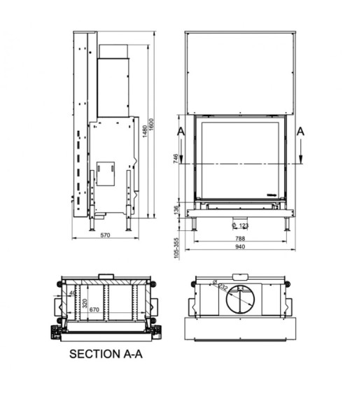 Inserto per caminetto KFD Linea  V 1080 3.0, 15 kW