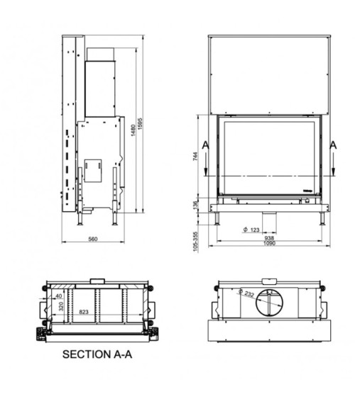 Inserto per caminetto KFD Linea V 1190 3.0, 16 kW