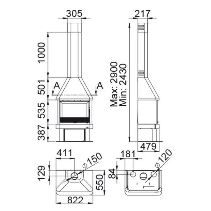 Poêle à bois ANACO avec turbine 11 kW Poêle à bois ANACO avec turbine 11 kW