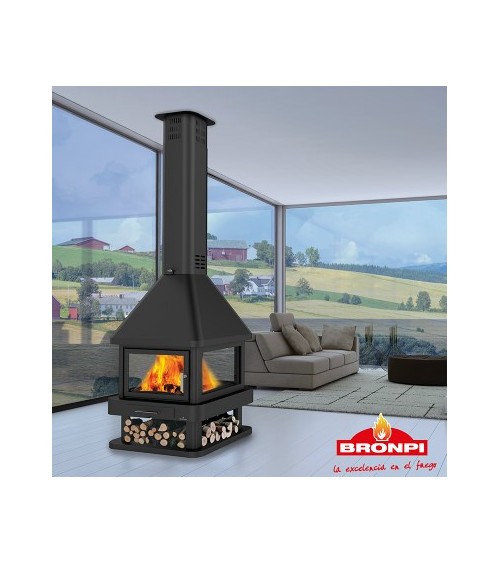 Poêle à bois CABIMAS 4 faces vitrées 16 kW
