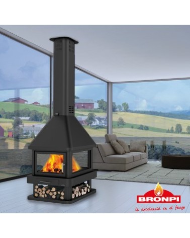 Poêle à bois CABIMAS 4 faces vitrées 16 kW