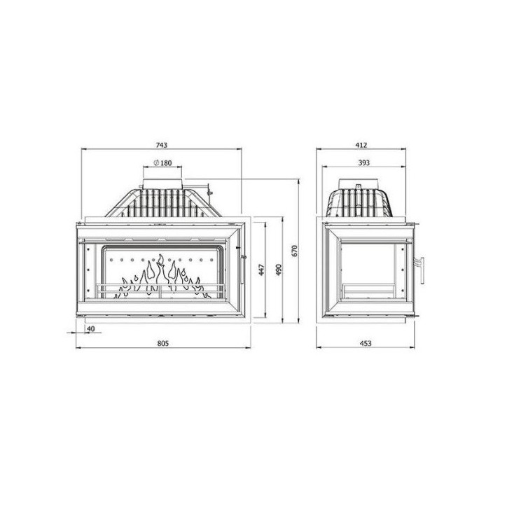 Insertable de chimenea W16LB-13.5kW ECO ESQUINA DERECHA