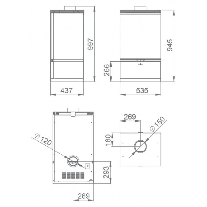 Poêle à bois avec turbines Louvre couleur noir et blanc 11 kW Poêle à bois avec turbines Louvre couleur noir et blanc 11 kW