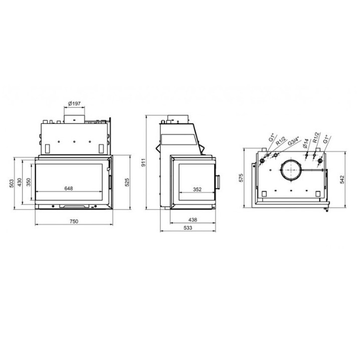 Insert hydro PANAQUA CG 75 - 24 kW DROIT