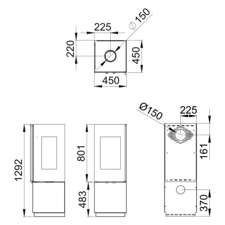 Poêle avec 2 côtés vitrés JAKO 7 kW Poêle avec 2 côtés vitrés JAKO 7 kW