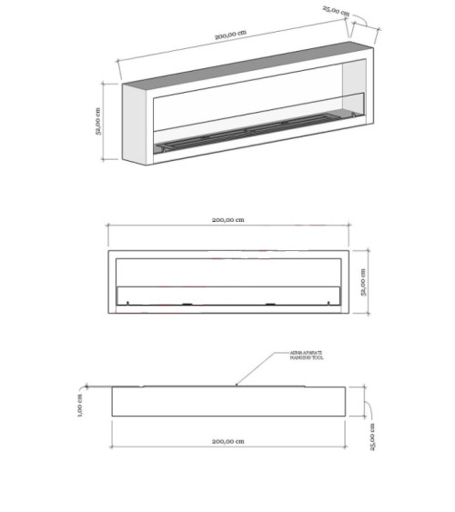 LAREIRA DE PAREDE BIOETANOL 200 CM
