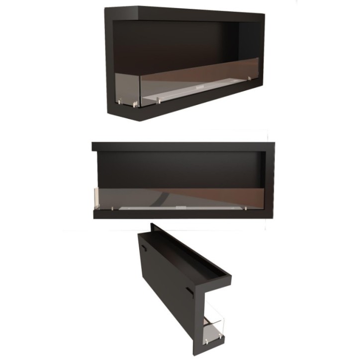Cheminée BIOETHANOL MURALE 130 CM coin gauche