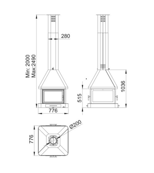 Poêle à bois CABIMAS II 4 faces vitrées 16 kW