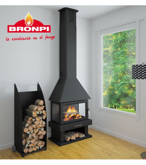 Poêle à bois HUESCA 3 faces vitrées - 13 kW