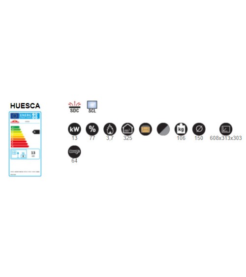 Poêle à bois HUESCA 3 faces vitrées - 13 kW