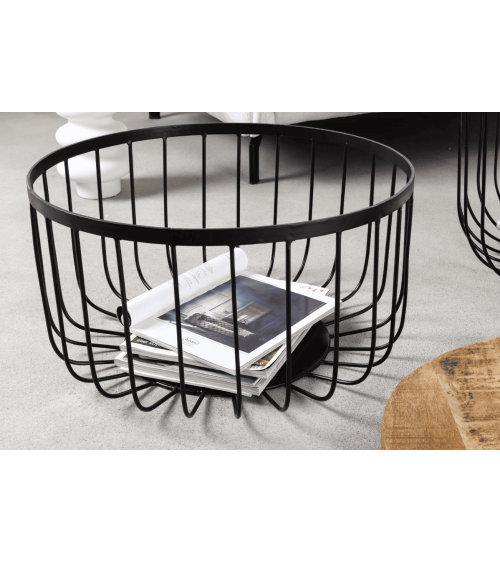 2 tables basses STORAGE en bois de manguier naturel et métal