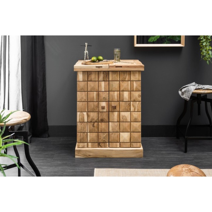 Aparador bar CUBOS de madera maciza de acacia