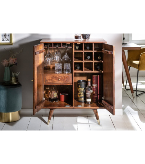 Credenza bar in legno massiccio di acacia HEXAGONE