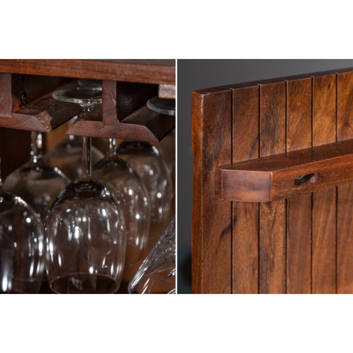 Aparador bar de madera de acacia maciza HEXAGONE