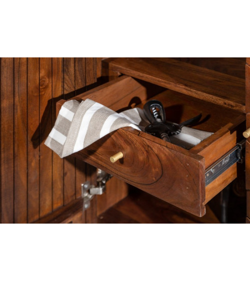 Credenza bar in legno massiccio di acacia HEXAGONE