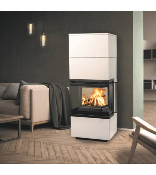 Insert de cheminée 60 BU meuble blanc 2 + 2  57x180 CM 4-6 kW