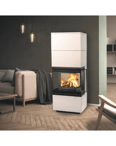 Insert de cheminée 60 BU meuble blanc 2 + 2  57x180 CM 4-6 kW