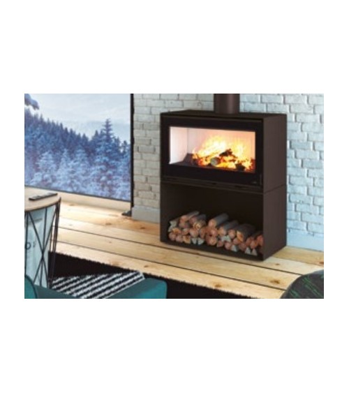 Poêle à bois avec turbines BOX couleur noir 16 kW