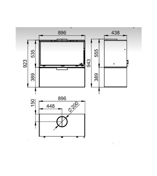 Poêle à bois avec turbines BOX couleur noir 16 kW