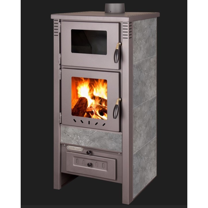 Poêle à bois + four TAURUS gris 52 cm