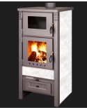 Poêle à bois + four TAURUS blanc 52 cm
