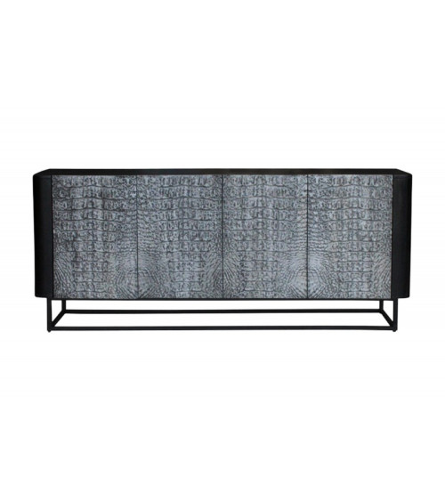 Buffet CROCO gris en bois de manguier