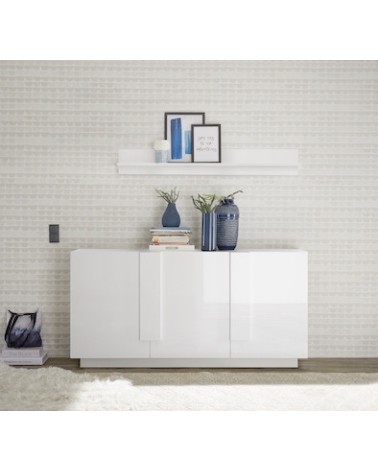 Buffet 3 portes  JUPITER blanc laqué brillant 182 cm