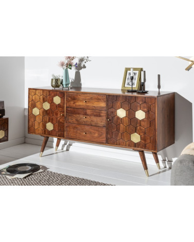 Aparador de madera de acacia maciza HEXAGONE