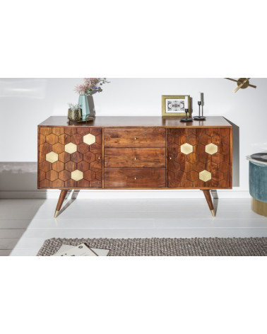 Aparador de madera de acacia maciza HEXAGONE